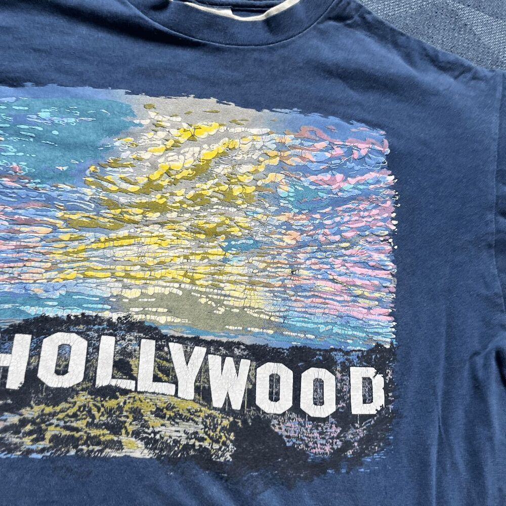 VTG Hollywood Sunset Graphic Tee Single Stitch USA Ringer Style XL